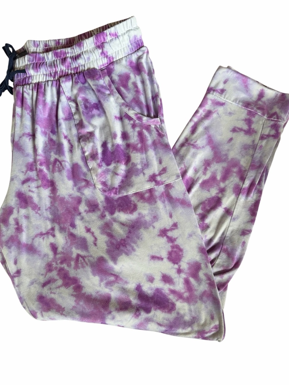 Jane and Bleecker Purple & White Tie-Dye Jogger Lounge Pants Size Large
